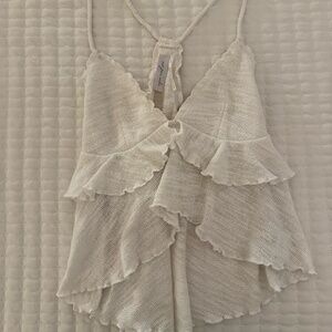 Ruffle Knit Cream Top by Out From Under